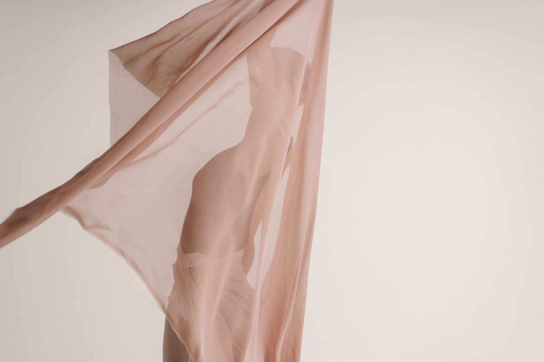 Female Ballerina Holding a See Through Fabric